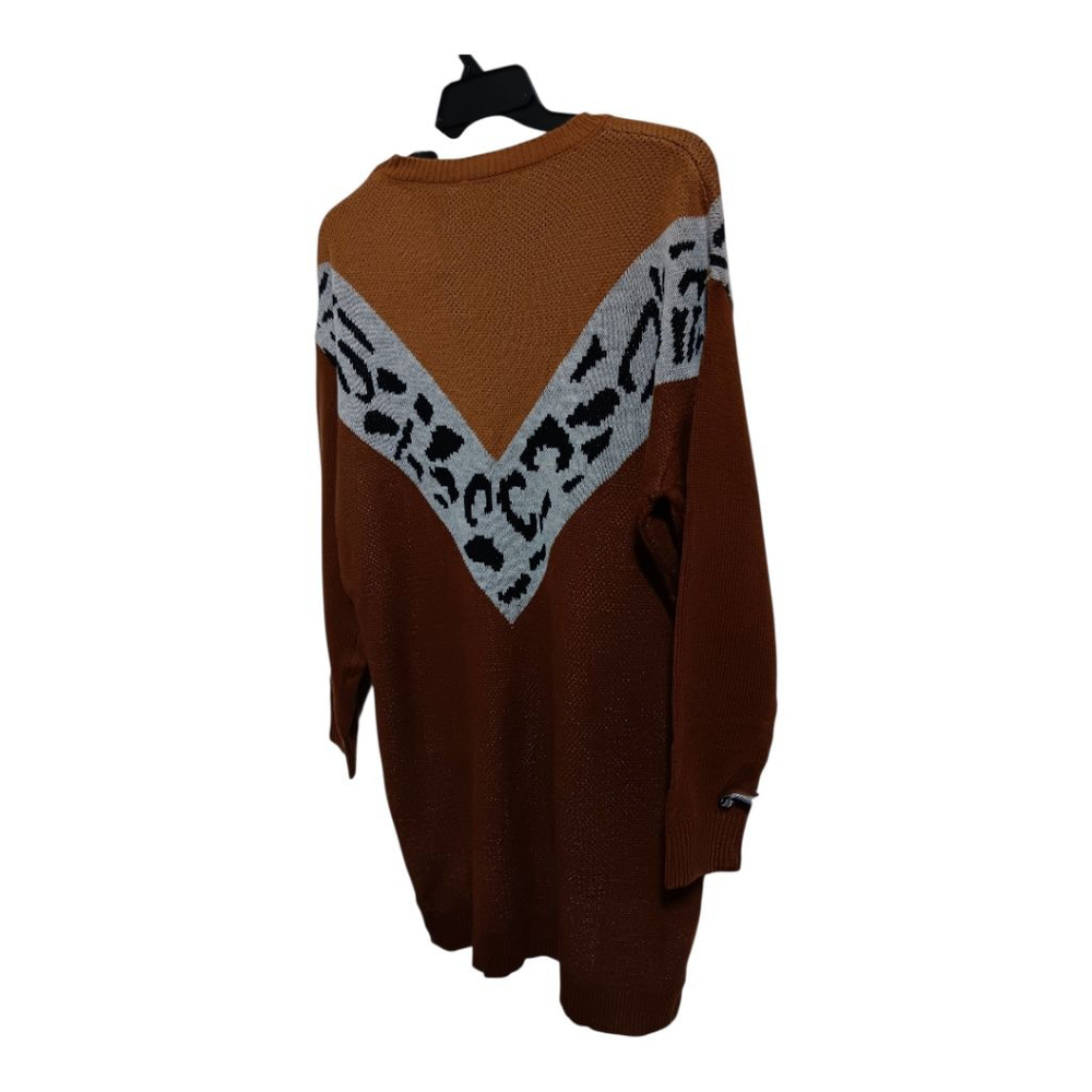 Cupshe Leopard Print Colorblock Mini Sweater Dress - Picture 8 of 11